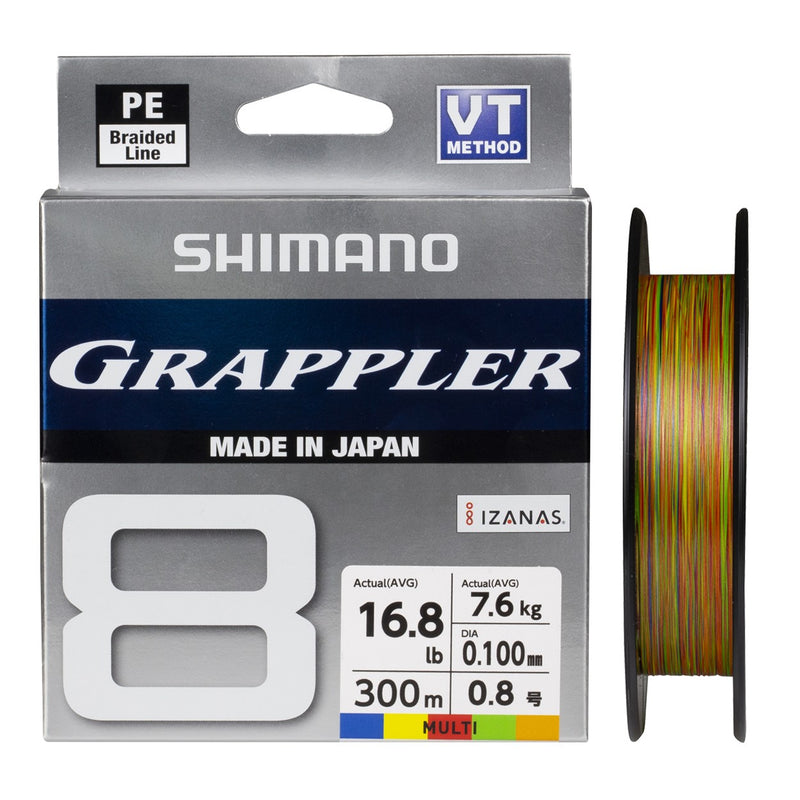 SHIMANO GRAPPLER MULTI COLOUR BRAID 300MTRS [Sz:PE 0.8]