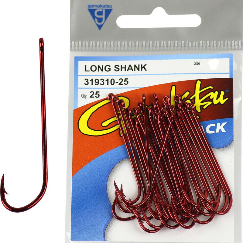 GAMAKATSU LONG SHANK RED 25 PK [Sz:4]