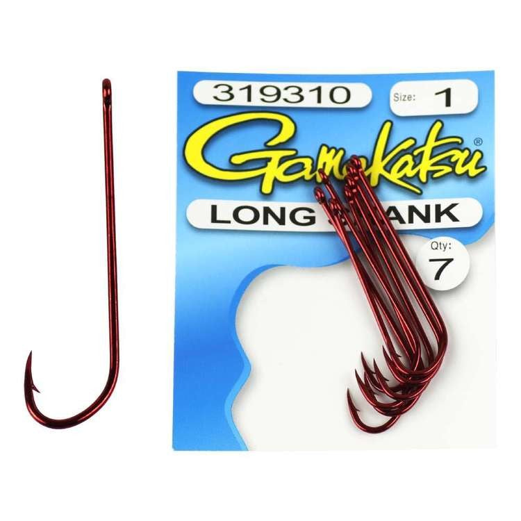 GAMAKATSU LONG SHANK RED PRE PACK [Sz:1  Qty:7PCS]