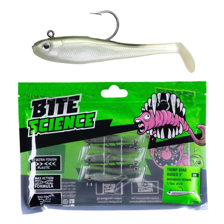 BITE SCIENCE THUMP SHAD 3" [Co:GREENBACK HERRING]