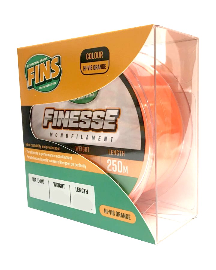 FINS FINESSE MONOFILAMENT 250M [Co:MATT GREY/BLUE Sz:6LB]