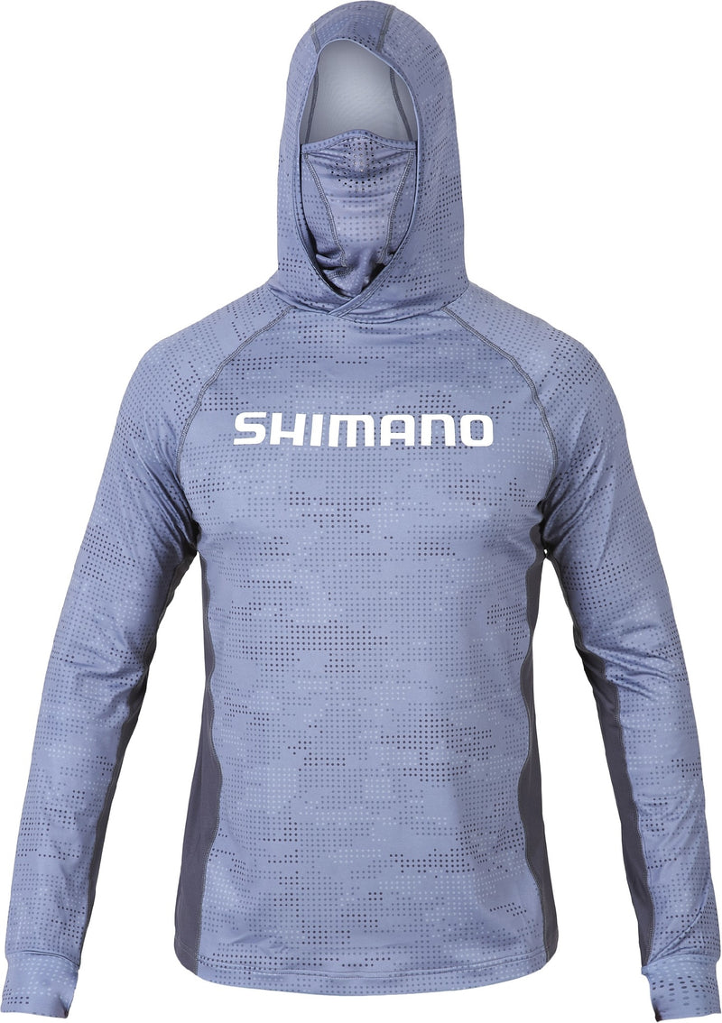 SHIMANO TECH TEE L/S ICE DOT CAMO HOODED [Sz:M]