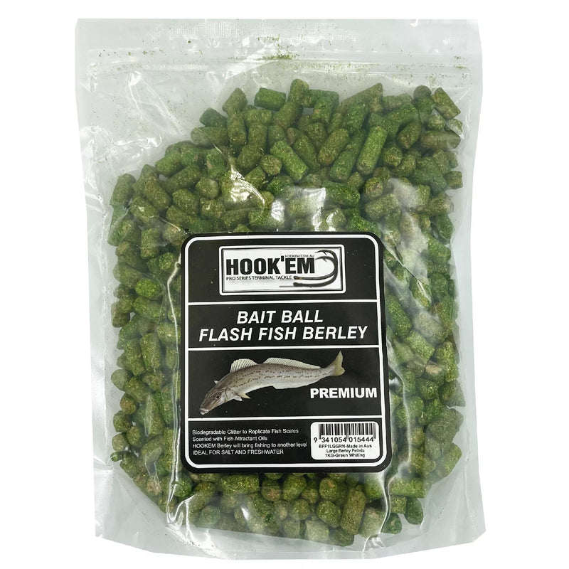 HOOKEM FLASH BURLEY [Co:GREEN WHITING Sz:1KG LARGE PELLETS]