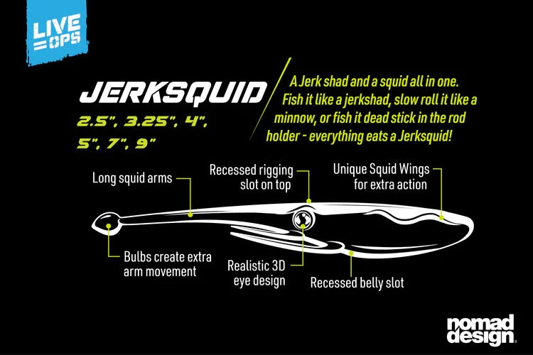 NOMAD DESIGN LIVE OPS JERKSQUID [Co:PINK FLOSS Sz:9"]